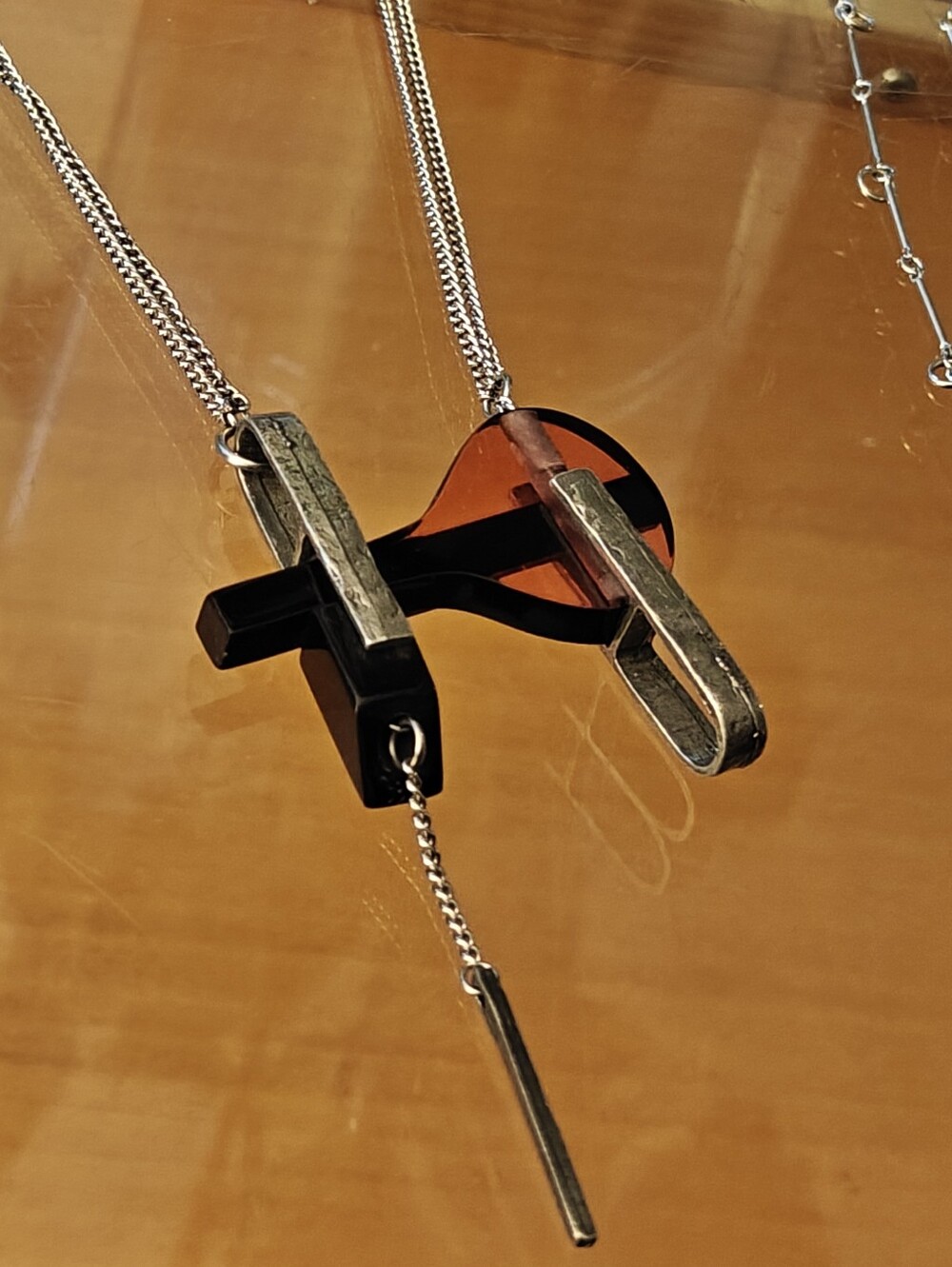 Modernist Anne-Marie Chagnon Necklace Pewter And Lucite